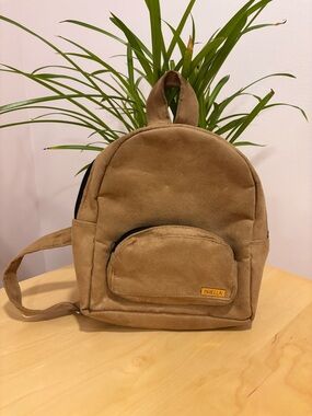 Tan Suede Mini Backpack - Casual Everyday Bag